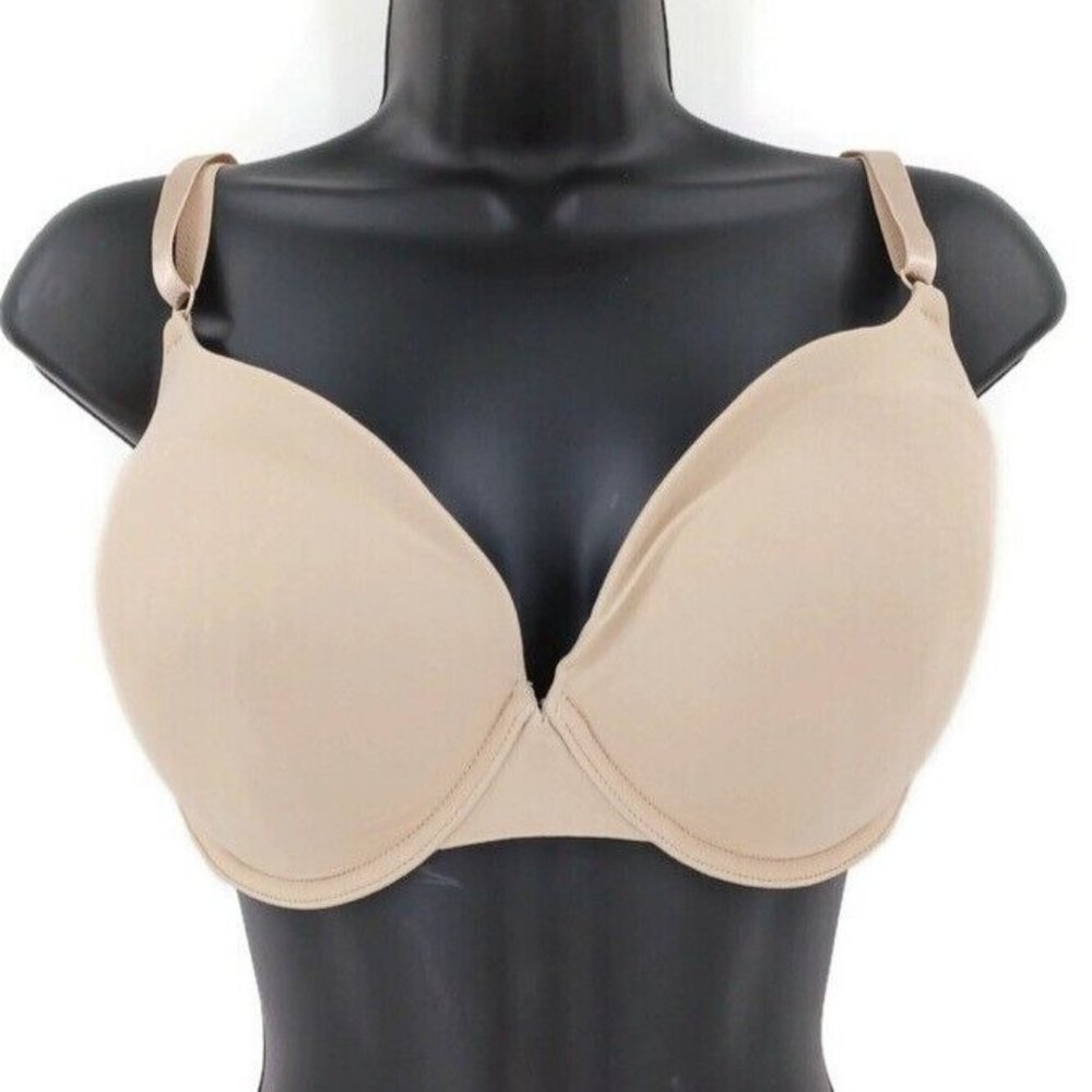 MAIDENFORM Sz 40D Push Up Nude Bra Padded Sexy Support Cross Back Wired Stretch - Picture 1 of 12